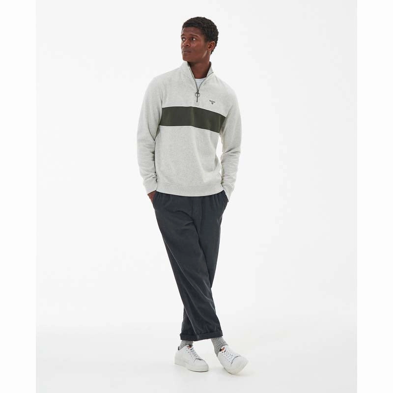 Barbour Bromfield Half Zip Mens Sweatshirt - Ecru Marl Grab Your Hot Pick