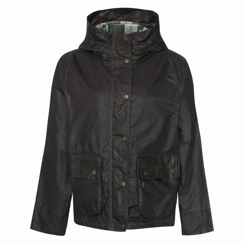Barbour Hollies Ladies Wax Jacket - Archive Olive/Ancient Tartan Today Only Special