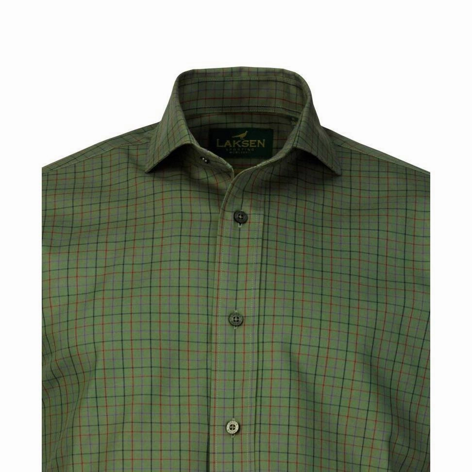 Laksen Tattersall Mens Sporting Shirt - Dusty Green/Red/Storm Sky Trending Today Steal Clearance Blowout