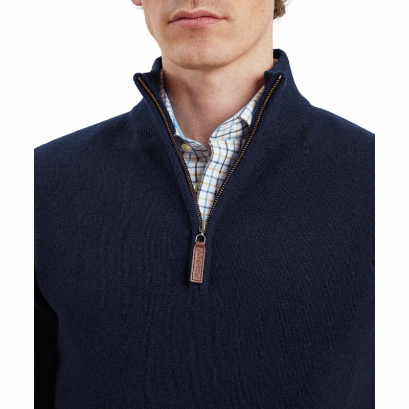 Schoffel Lewis Lambswool 1/4 Zip Mens Jumper - Navy Special Deals Online