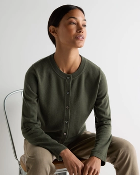 Big Clearance Event Hot Offer Event Women'S Hallie Round Neck Cashmere Cardigan Army Green
