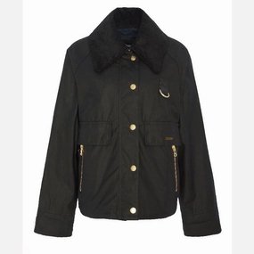 Flash Deal Today Exclusive Holiday Deal Barbour Catton Ladies Wax Jacket - Black/Black/Sage Tartan