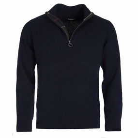 Barbour Holden Half Zip Lambswool Knit Mens Jumper - Navy Hot Deals Today