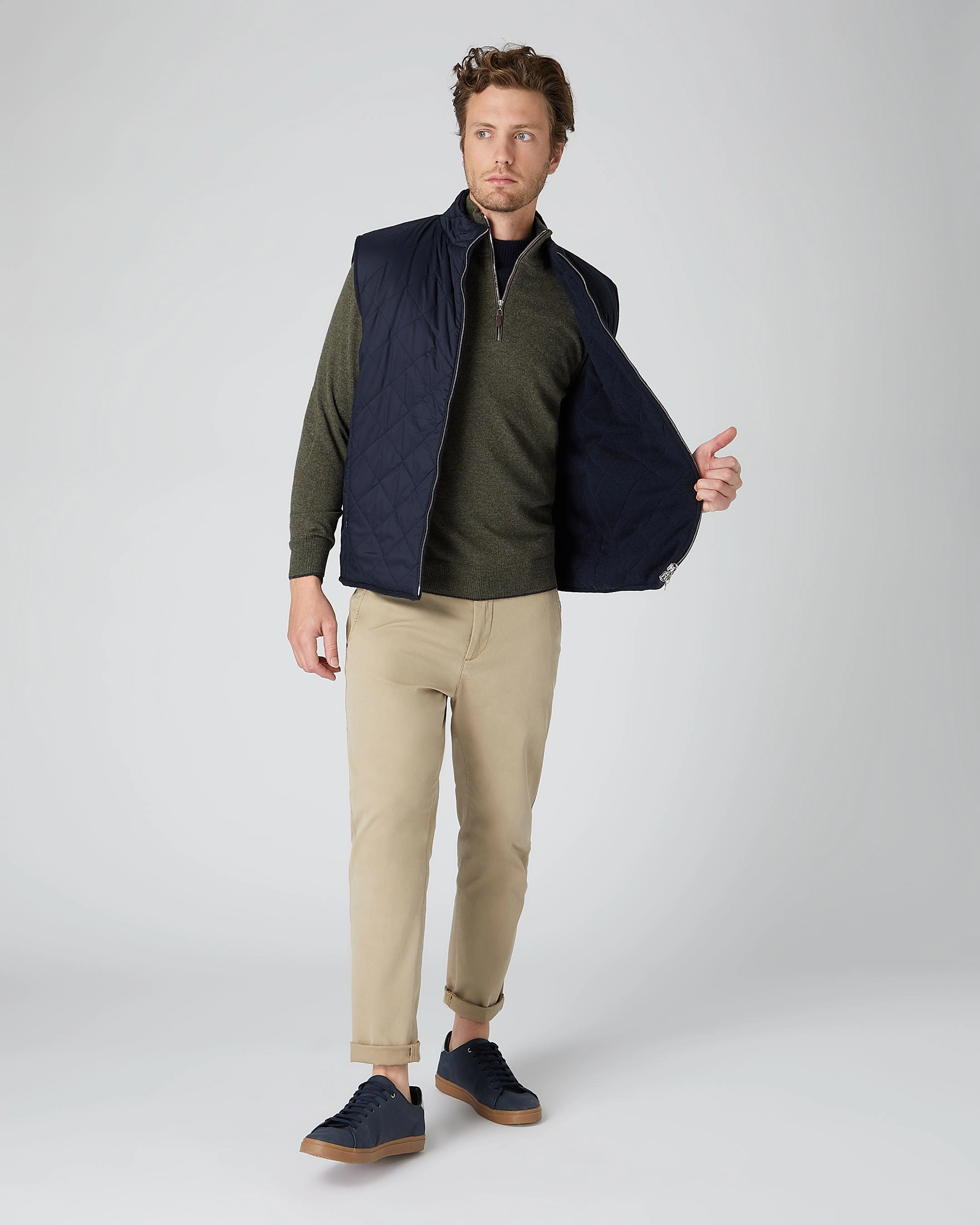 Men'S Carnaby Half Zip Cashmere Jumper Moss Green Best Price Today Clearance Sale