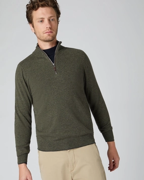 Clearance Event Alert Men'S Carnaby Half Zip Cashmere Jumper Moss Green
