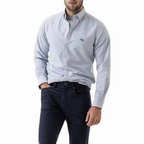 Clearance Sale Now Mega Hot Offer Rodd & Gunn Gunn Oxford Stripe Mens Sports Fit Shirt - Royal