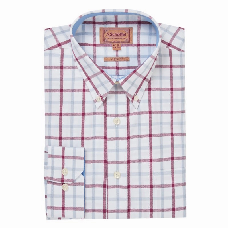 Schoffel Brancaster Classic Mens Shirt - Mountain Blue Check Special Online Offer