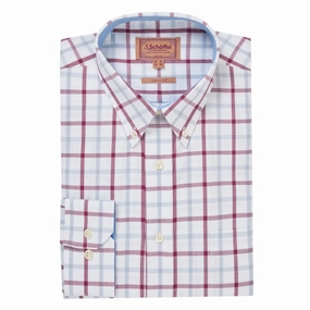 Schoffel Brancaster Classic Mens Shirt - Mountain Blue Check Special Online Offer