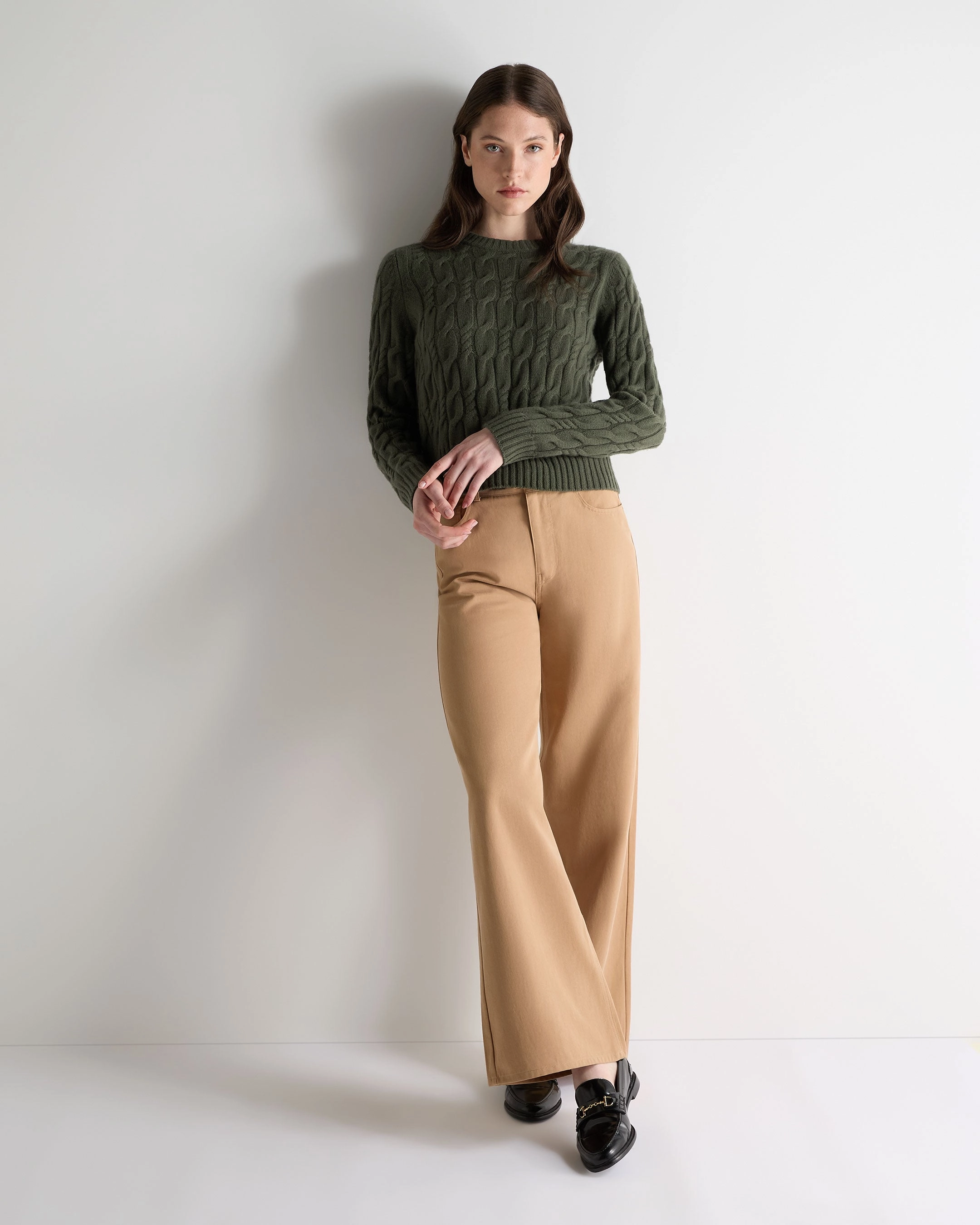 Women'S Cable Cashmere Jumper Army Green Hot Offer Inside