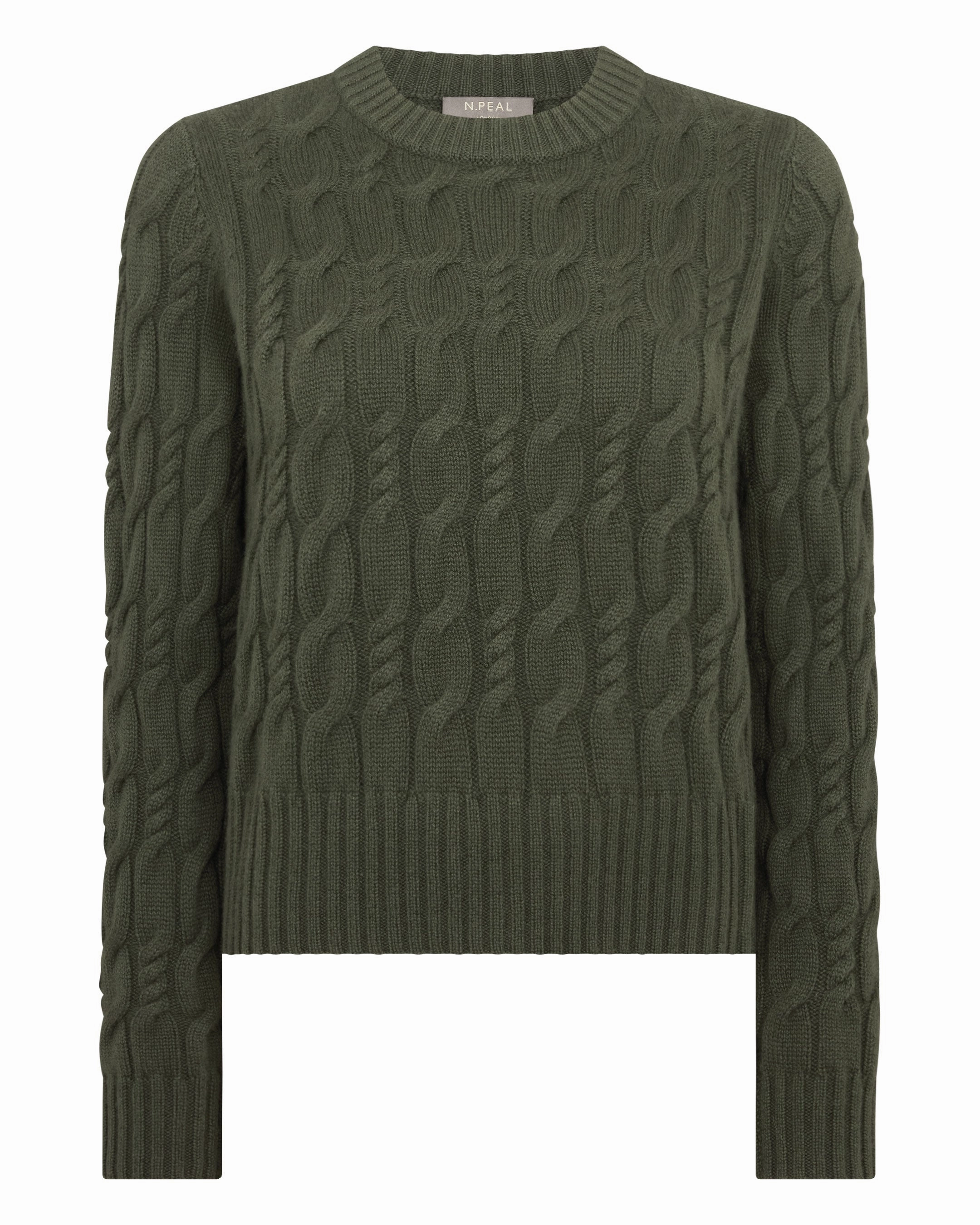 Today Only Offer Women'S Cable Cashmere Jumper Army Green