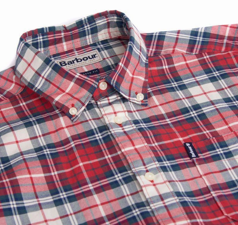 Barbour Highland Check 10 Tailored Mens Shirt - Red Clearance Alert Now
