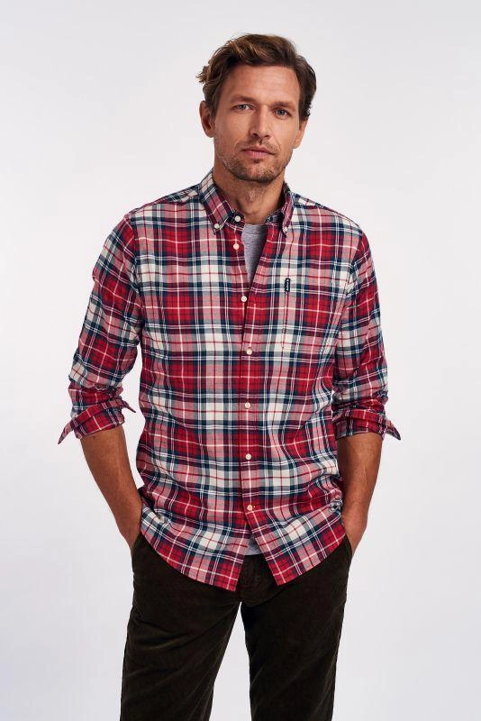 Barbour Highland Check 10 Tailored Mens Shirt - Red Flash Deal Today