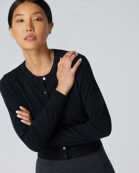 Women'S Ivy Cropped Cashmere Cardigan Black Last Chance Offer