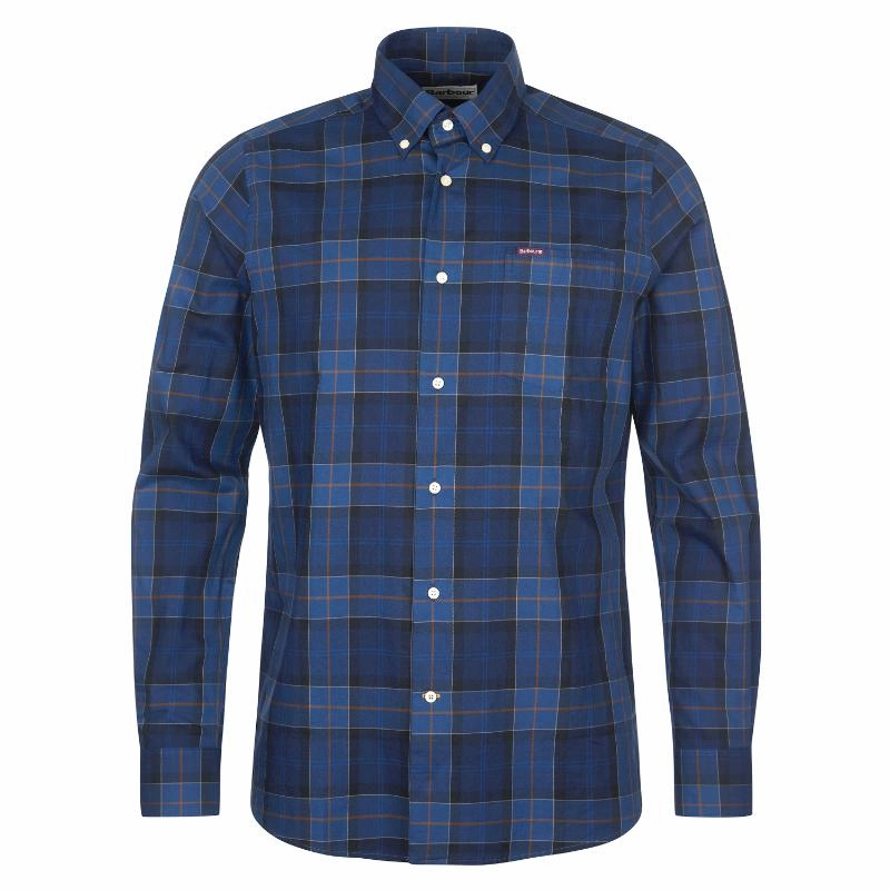 Barbour Wetheram Tailored Tartan Mens Shirt - Midnight Tartan Clearance Blowout Mega Savings Now