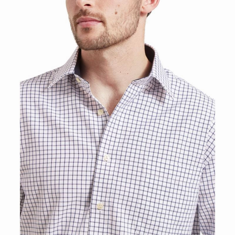 Daily Deal Frenzy Schoffel Cambridge Mens Classic Fit Cotton Check Shirt - Dark Navy