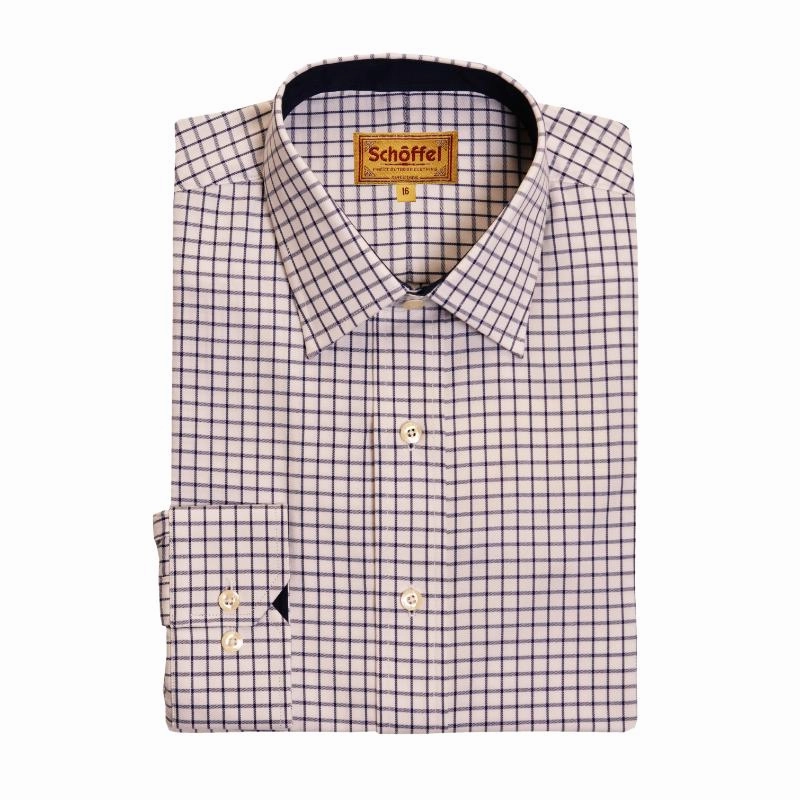 Schoffel Cambridge Mens Classic Fit Cotton Check Shirt - Dark Navy Mega Discount Today