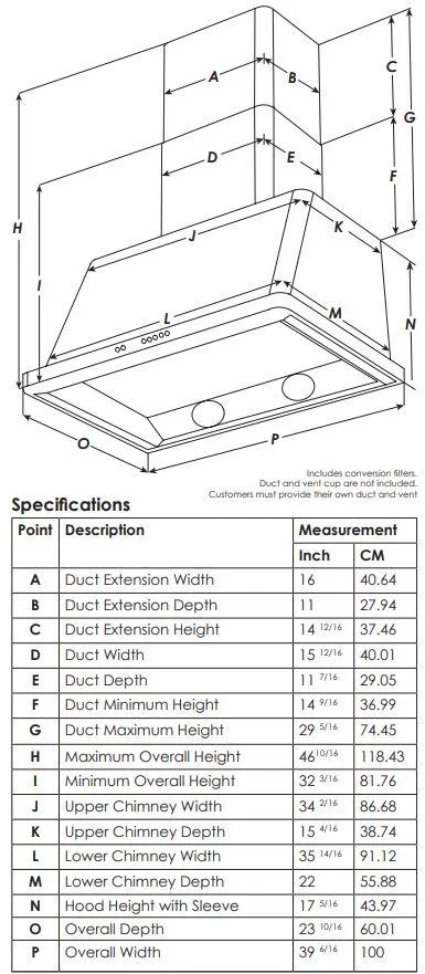 Ilve UAM100WH Majestic 40 Inch White Wall Mount Range Hood