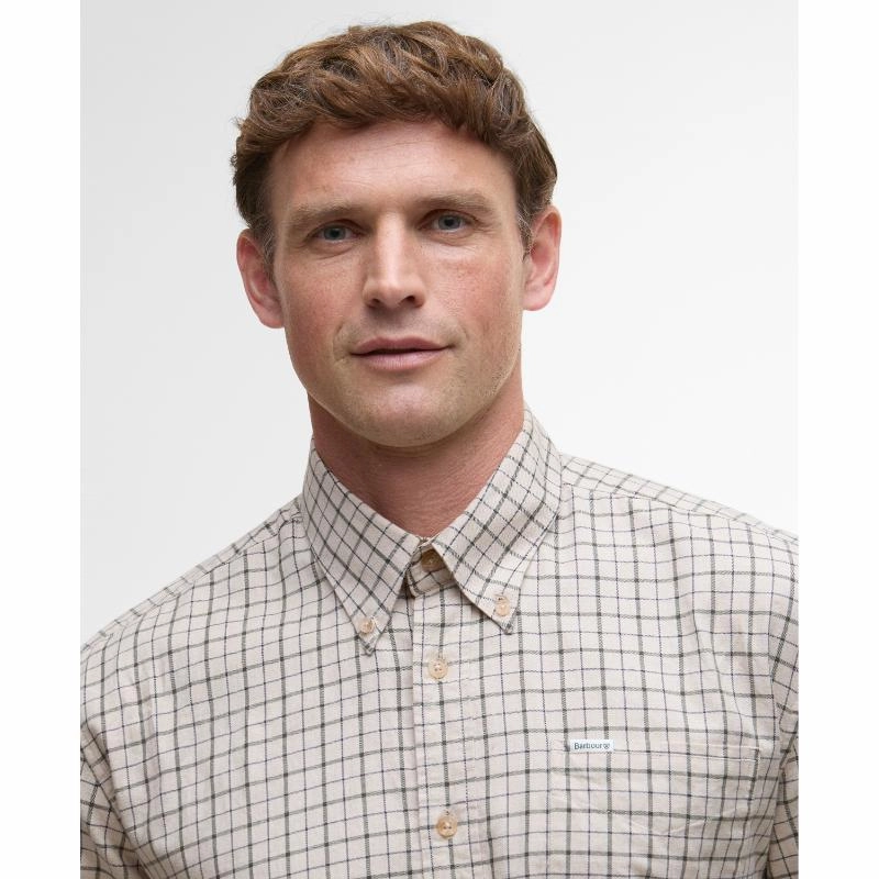 Shop Hot Picks Barbour Bank Tattersall Regular Fit Mens Shirt - Dark Ecru