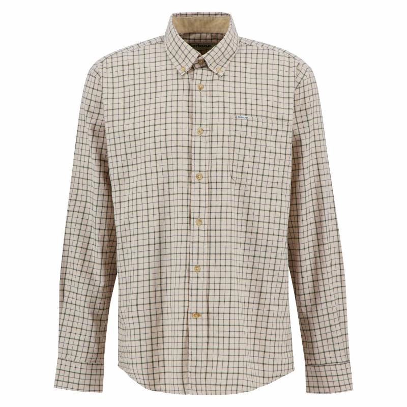 Todays Best Deal Hot Deals Today Barbour Bank Tattersall Regular Fit Mens Shirt - Dark Ecru