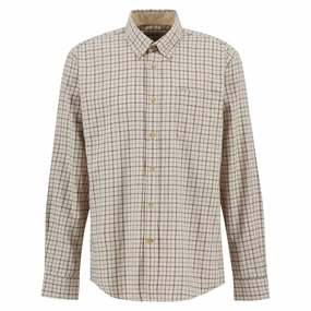 Todays Best Deal Hot Deals Today Barbour Bank Tattersall Regular Fit Mens Shirt - Dark Ecru