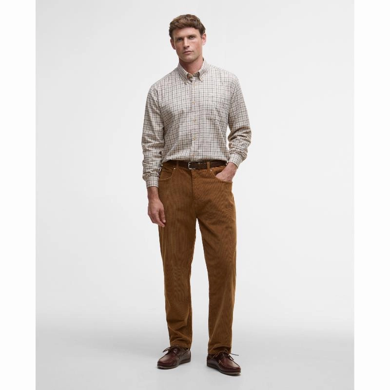Barbour Bank Tattersall Regular Fit Mens Shirt - Dark Ecru Limited Offer Alert Daily Clearance Deal