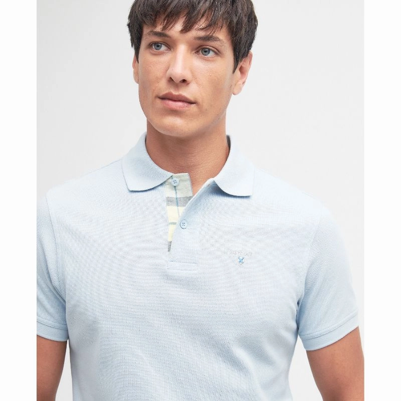 Barbour Tartan Pique Mens Polo Shirt - Niagara Mist Mega Hot Offer Big Hot Sale
