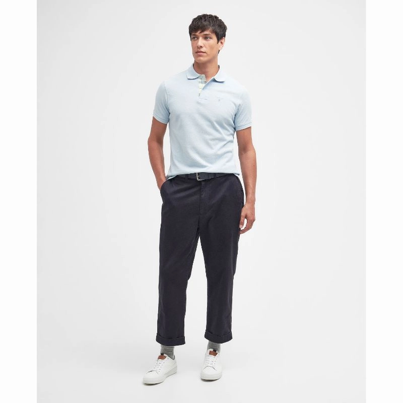 Barbour Tartan Pique Mens Polo Shirt - Niagara Mist Steal Todays Offer Limited Time Sale