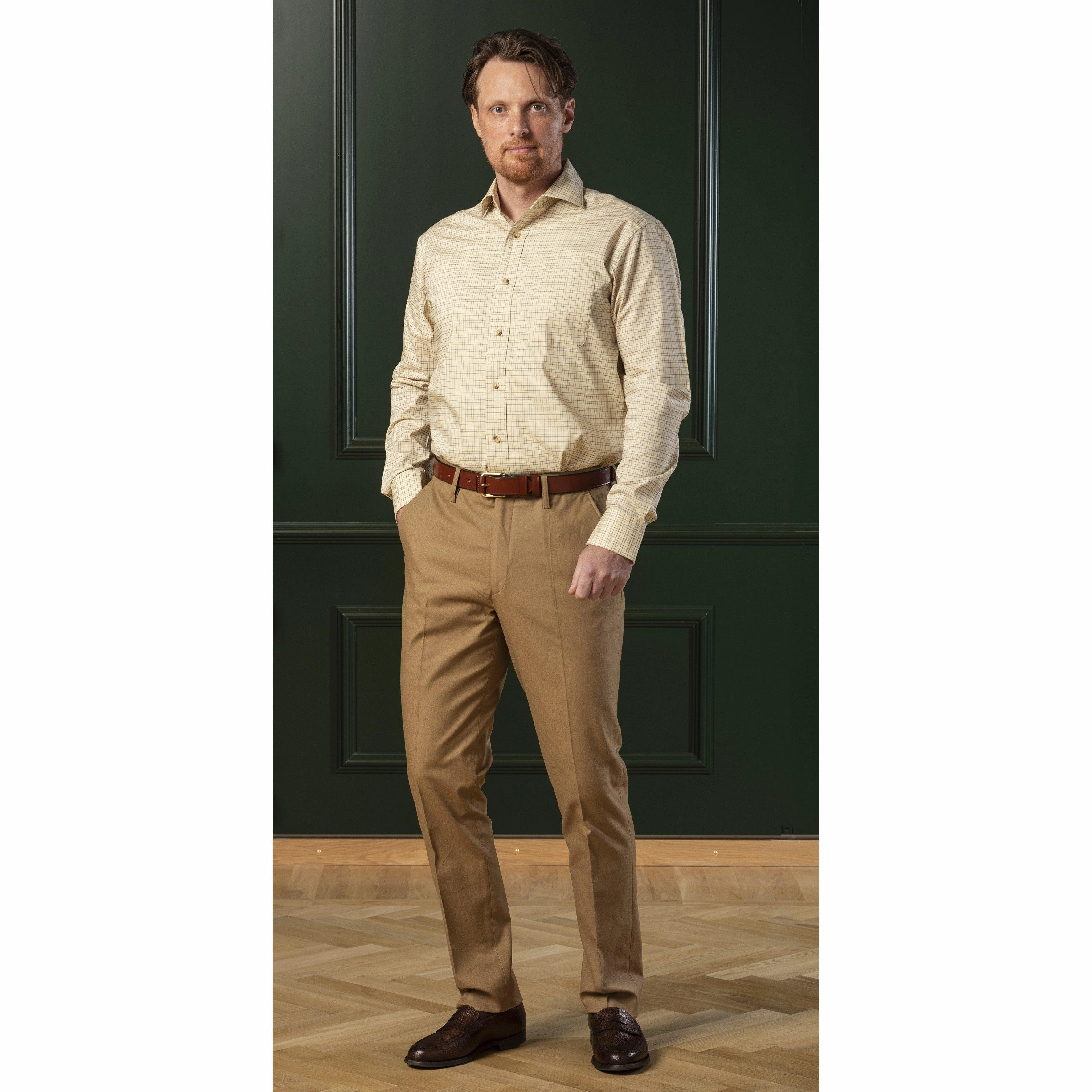 Hot Picks Today Laksen Archibald Mens Tattersall Shirt - Navy/Mandarin/Gorse