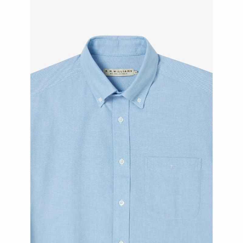 R.M.Williams Collins Button Down Mens Shirt - Light Blue Grab Your Hot Pick