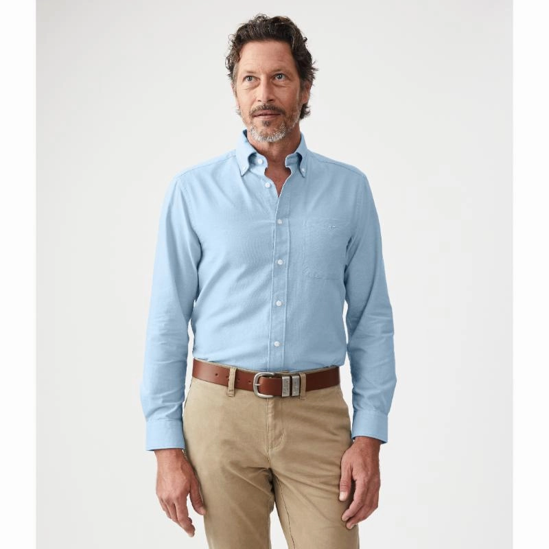 Big Sale Today R.M.Williams Collins Button Down Mens Shirt - Light Blue
