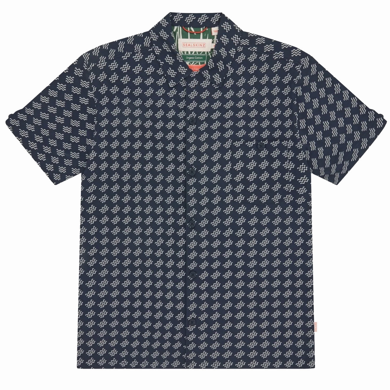 Sealskinz Walsoken Short Sleeve Uv Protection Wave Print Shirt Navy Sweet Deal Today