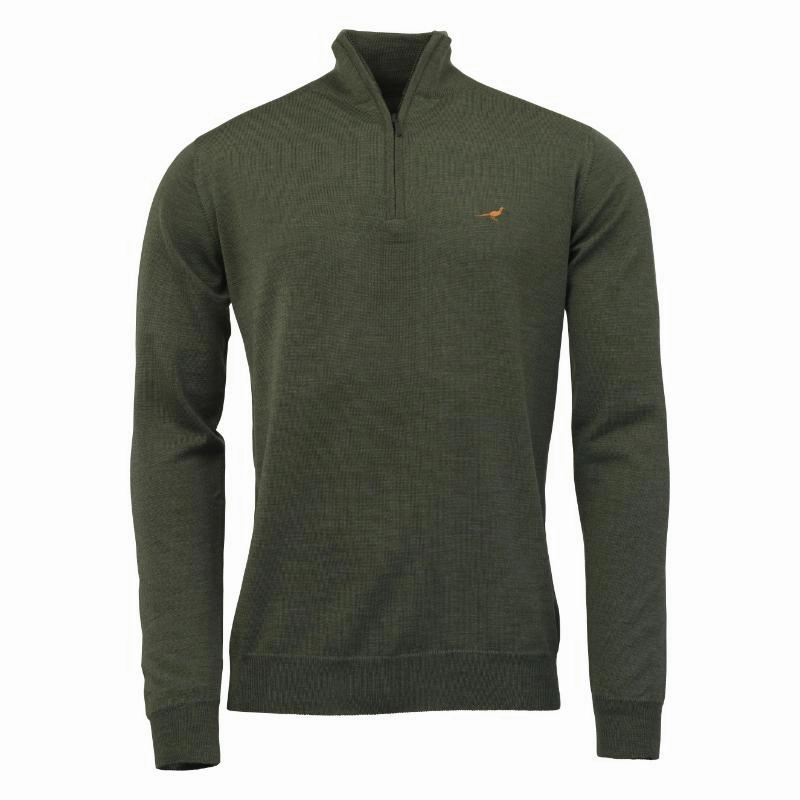 Laksen Norfolk 1/4 Zip Merino Mens Jumper - Woody Clearance Alert Now
