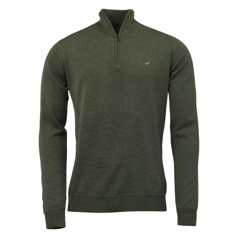 Last Chance Steal Todays Hot Pick Laksen Norfolk 1/4 Zip Merino Mens Jumper - Woody