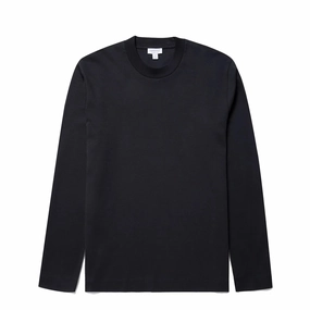 Sunspel Long Sleeve Heavyweight T-Shirt Black Flash Sale Now