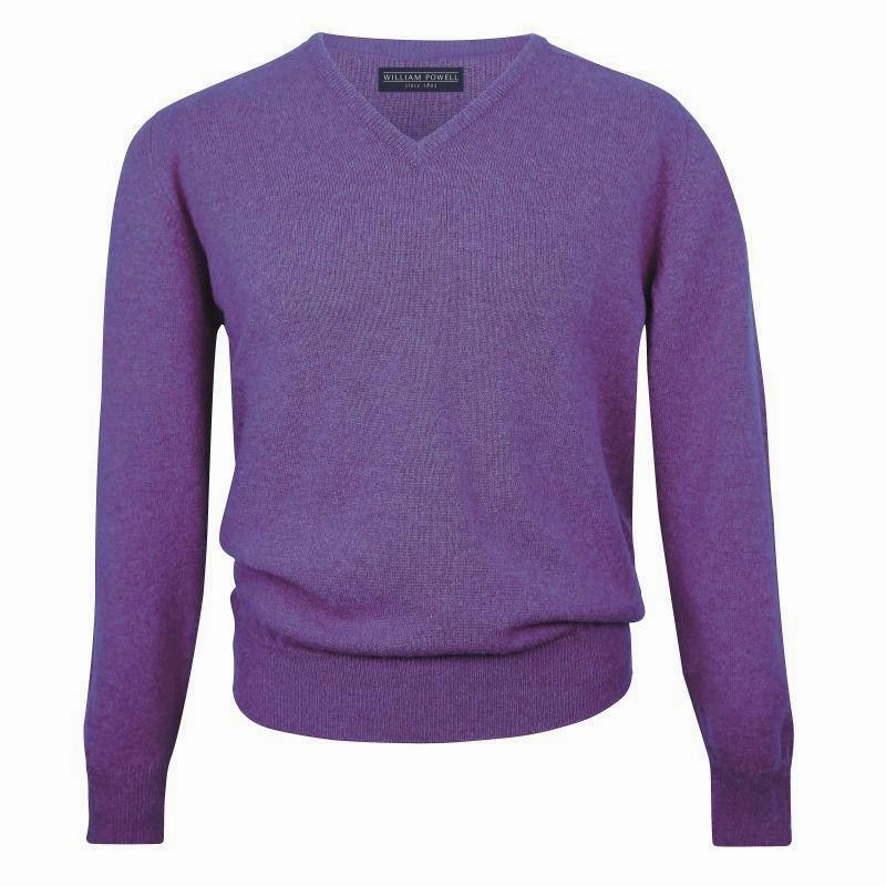 Dont Wait Save Today William Powell Leven Mens Lambswool V Neck Jumper - Heliotrope