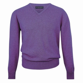 MustHave Gift Ideas Hot Pick Online William Powell Leven Mens Lambswool V Neck Jumper - Heliotrope