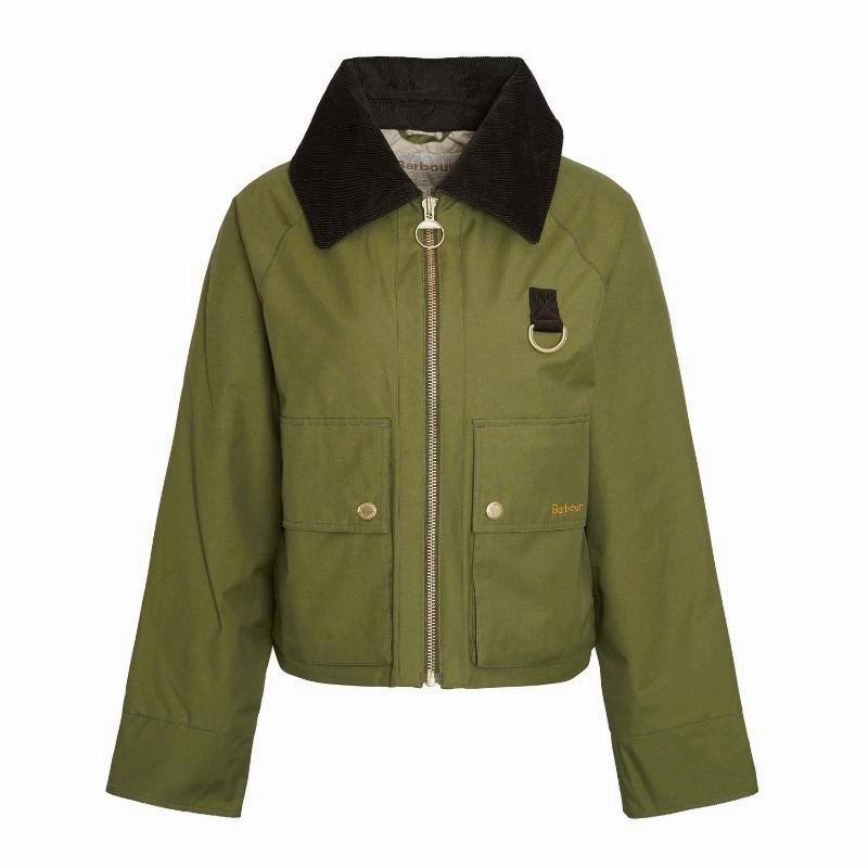 Trending Deals Today Special Occasion Discount Barbour Nora Casual Ladies Jacket - Dark Moss/Light Sand/Dark Moss