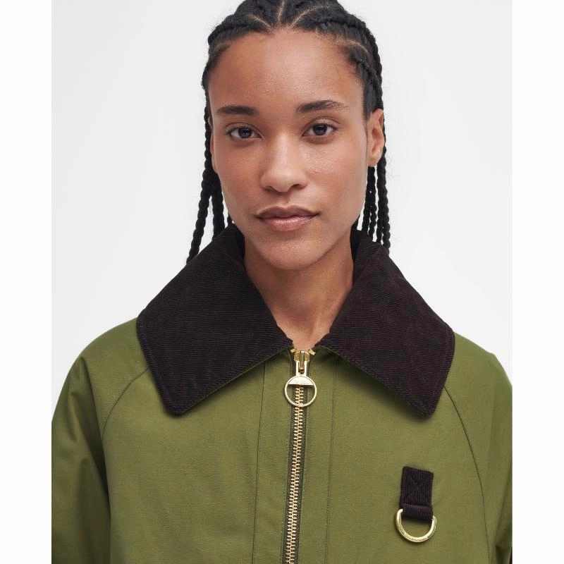 Big Savings Alert Online Exclusive Steal Barbour Nora Casual Ladies Jacket - Dark Moss/Light Sand/Dark Moss