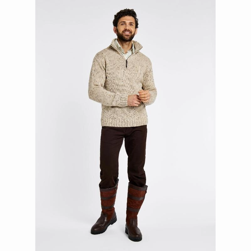 Trendy Picks Today Biggest Savings Now Dubarry Callaghan 1/4 Zip Mens Irish Donegal Wool Knit Jumper - Stone