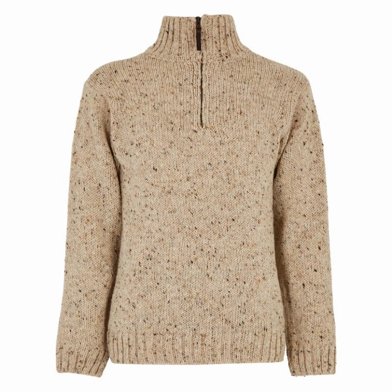 Biggest Savings Now Dubarry Callaghan 1/4 Zip Mens Irish Donegal Wool Knit Jumper - Stone