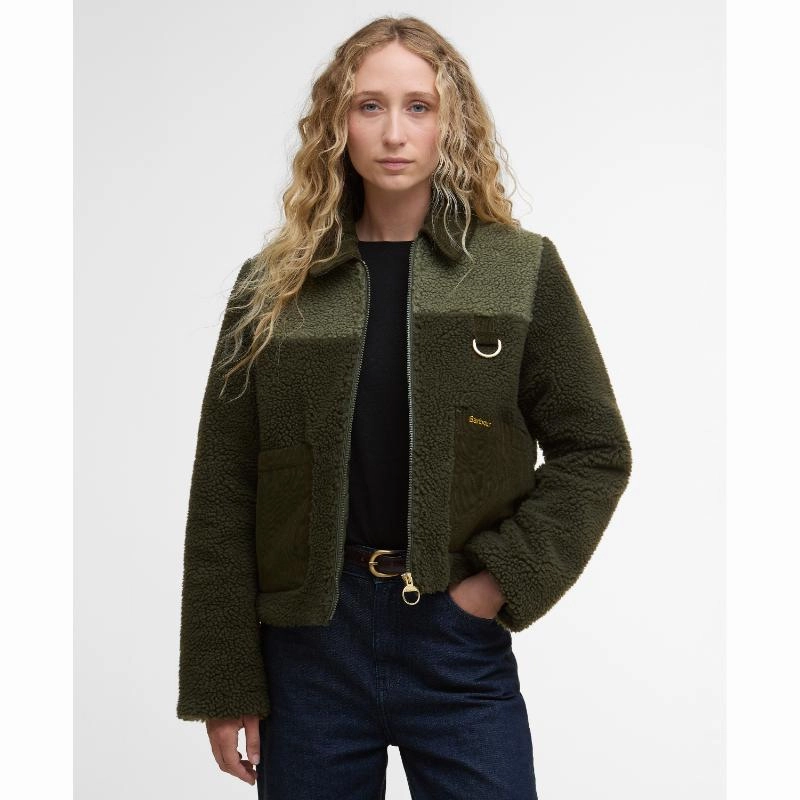 Best Price Today Barbour Malena Ladies Fleece Jacket - Olive/Light Moss