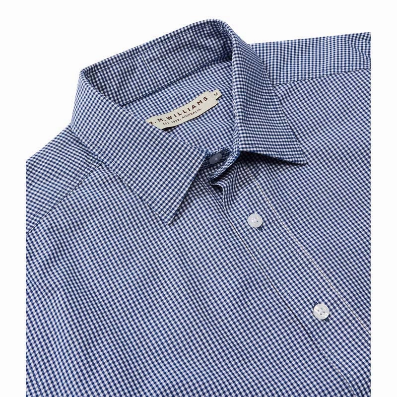 R.M.Williams Classic Mens Shirt - Navy/White Dont Miss Todays Deal