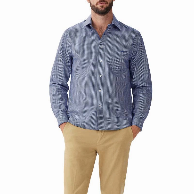 R.M.Williams Classic Mens Shirt - Navy/White Best Deal Alert
