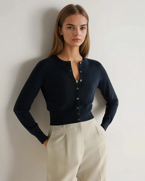 Grab It Before Gone Todays Mega Savings Women'S Ivy Cropped Cashmere Cardigan Indigo Blue