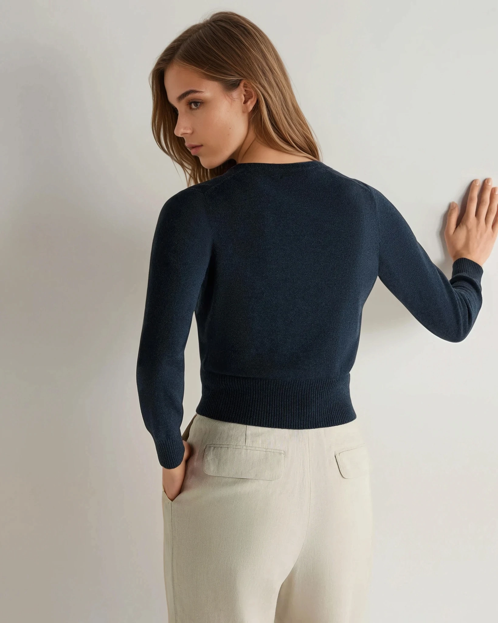Women'S Ivy Cropped Cashmere Cardigan Indigo Blue Clearance Blowout