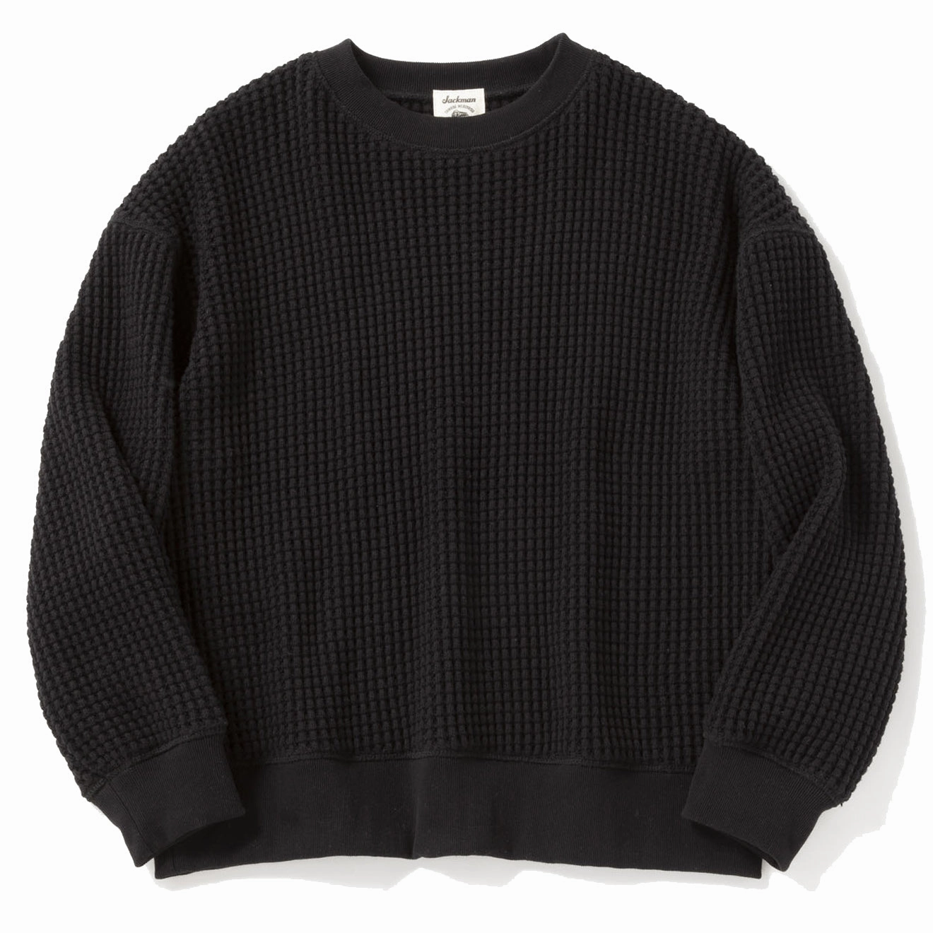 Jackman Waffle Crewneck Black Special Price Offer