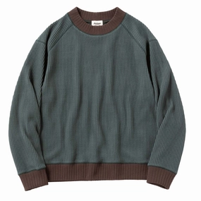 Jackman Waffle Mid-Neck Ivy / Wood Clearance Sale
