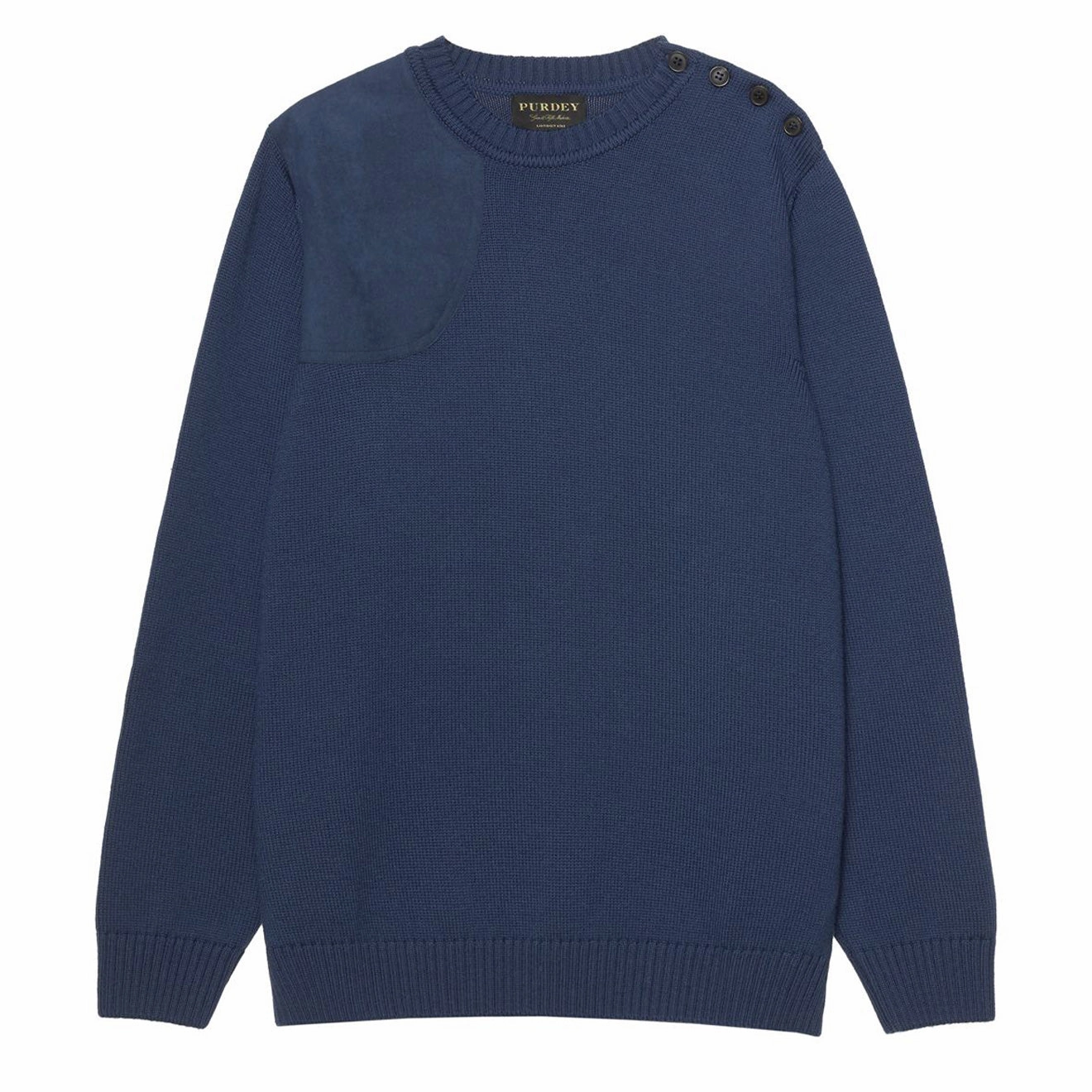 Trending Now Discount Flash Pick Today James Purdey Merino Button Crew Neck Sweater Navy