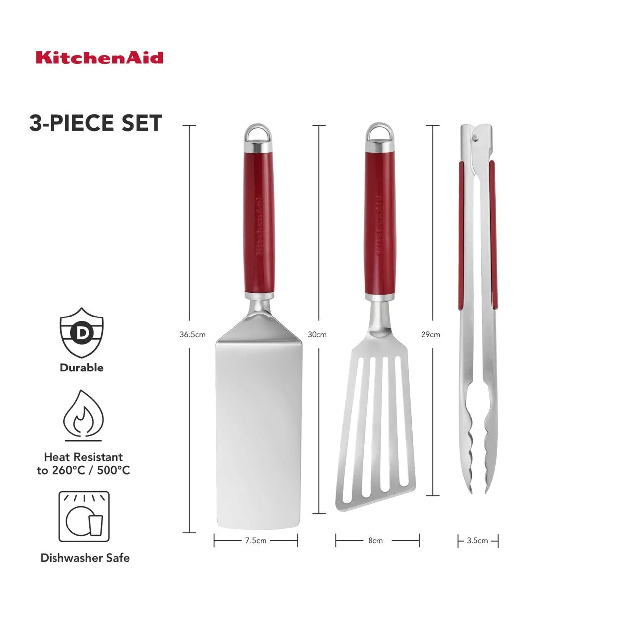 KitchenAid 3 Piece Red Grilling Set