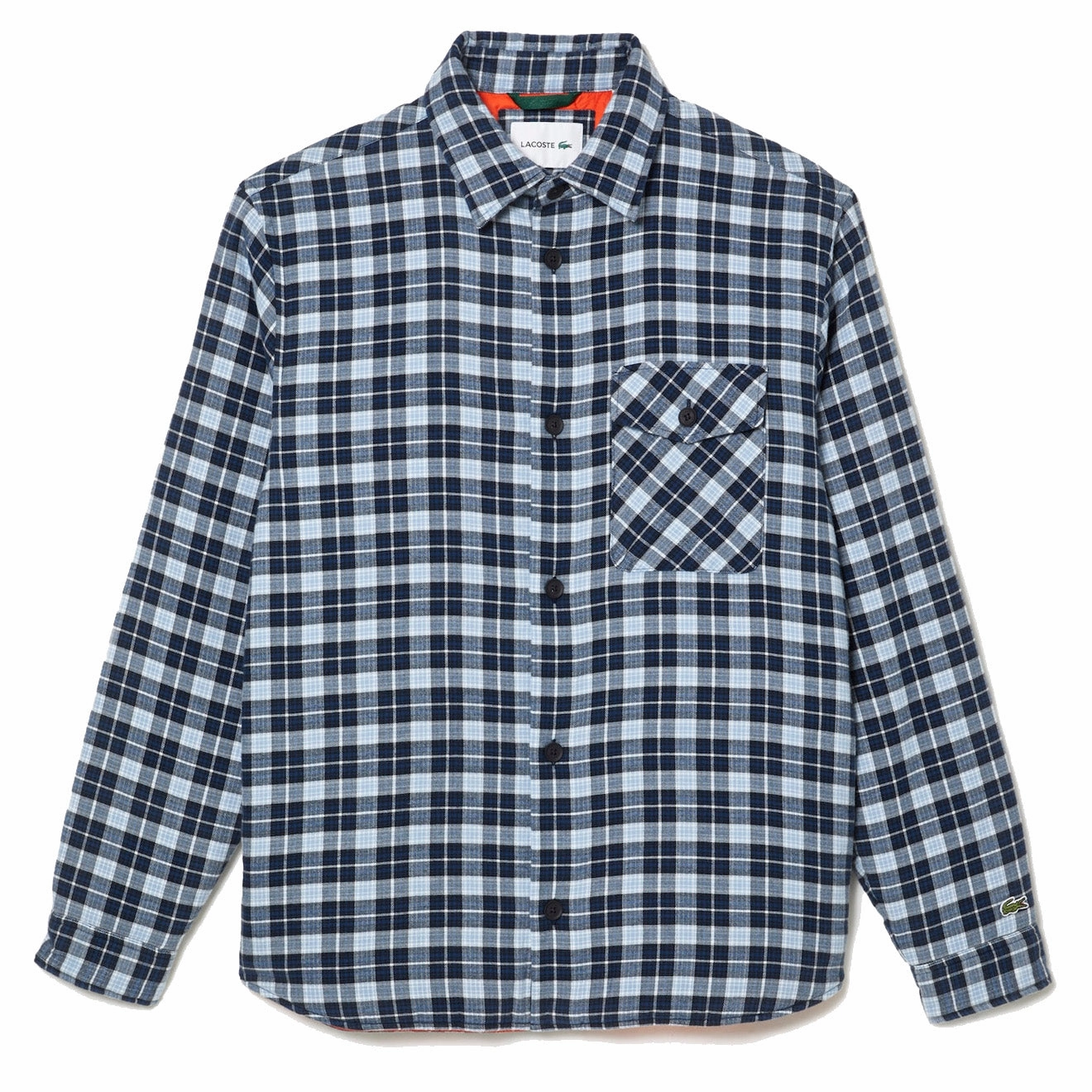 Price Drop Frenzy Lacoste Checked Overshirt With Quilted Lining Navy Blue / White